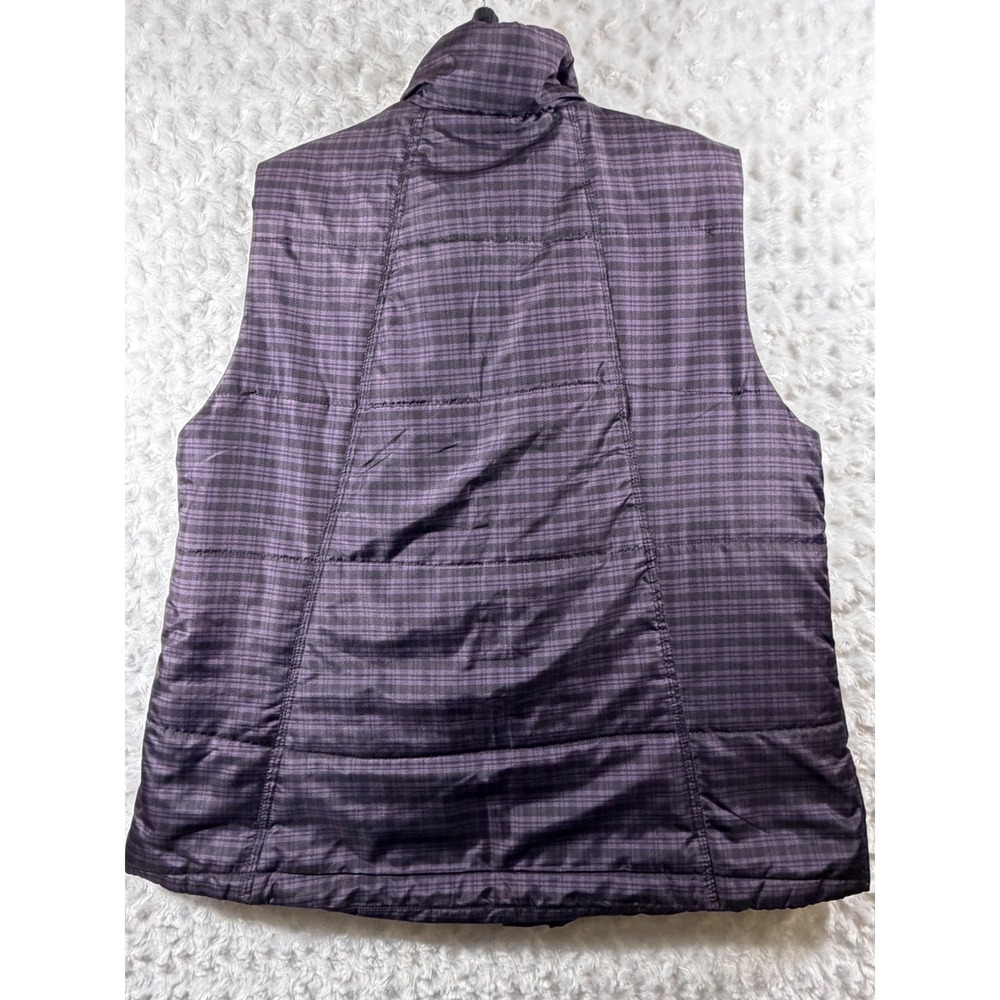 Avenue Womens Purple Plaid Puffer Vest Quilted Full Zip Snap Pocket Plus 18/20 - Picture 2 of 9